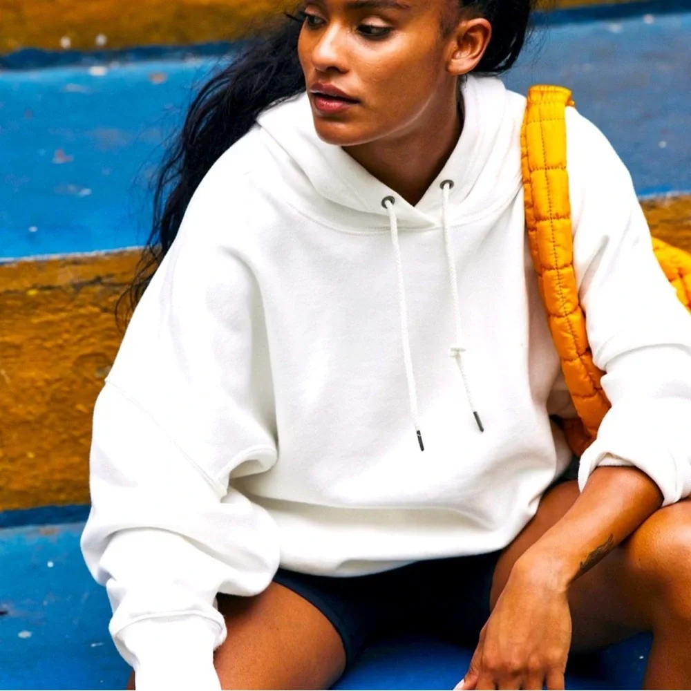 Free People White Sprint To the Finish Hoodie - Picture 1 of 6